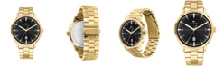 Tommy Hilfiger Men's Gold Plated Stainless Steel Bracelet Watch, 44mm, Created For Macys